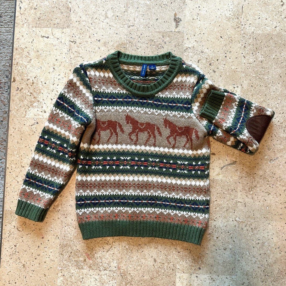 Janie and Jack Toddler Boy Sweater with Horses